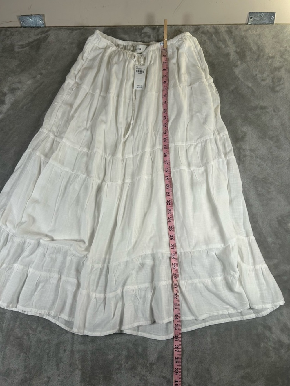 Hollister Women's White Tiered Cotton Midi Skirt - Picture 9 of 10